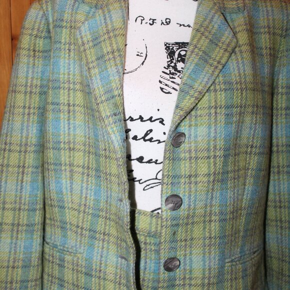 Ellen Tracy Linda Allard Vintage Plus Wool Lined Plaid Suit Size 14 - Picture 4 of 11